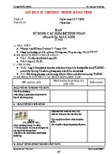 Kế hoạch dạy học Tin học 7 - Tiết 29+30, Bài 9 Sử dụng các hàm để tính toán (Hàm sum, max, min) - Năm học 2016-2017 - Nguyễn Văn Dũng